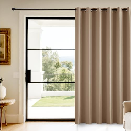 KGORGE Raumteiler Vorhang Blickdicht Tür Thermovorhang Hitzeschutz Ösen | Cappuccino, 1 Stück, H240 x B200 cm, Raumtrenner Vorhang Tür, Blackout Curtain, Verdunkelung, Sonnenschutz, für Wohnzimmer