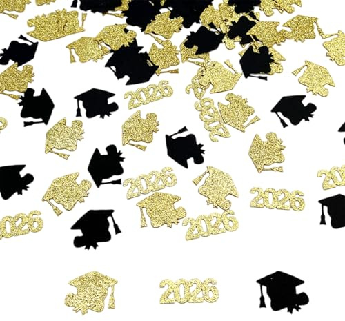 GWAWG 200 Stück Graduation Deko Konfetti, 2 Farben, Abi 2025, Doktorhut Graduation Hat Muster Abitur Abschluss Bachelor Dekos Prüfung bestanden Tischdeko