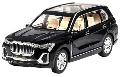 YCNXEB Miniatur Modelle 1 24 Für BMW X7 SUV Automodell Druckgussfahrzeuge Legierungsspielzeug Mit Sechs Geöffneten Türen Sound & Licht Autospielzeug Originalgetreue Nachbildung(Schwarz)