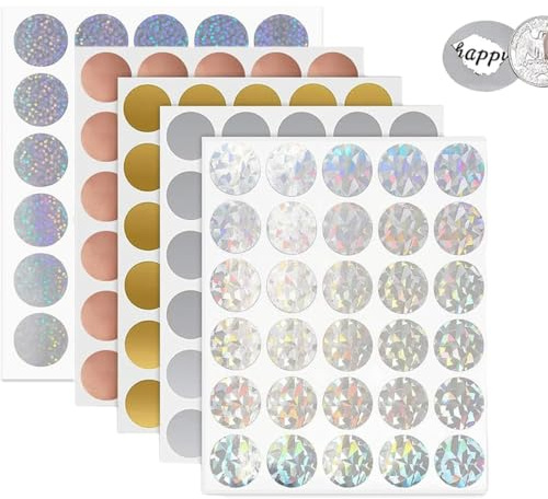 150 Stück Rubbelaufkleber, Rubbellose Selber Machen, Rubbelsticker, Rubbelsticker, 5 Farben 25mm Rubbel Etiketten Rubbellose Aufkleber, Scratch Sticker