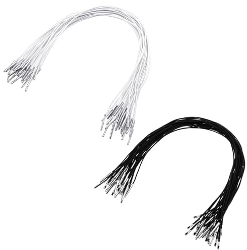 50Pcs Elastic Cords with Metal Ends, Elastic Barbed Cord Straps Loop Stretch Round String, Elastic String, Lanyard Soft Cord Bands for Hat Mask Extender DIY Crafts, Paper Hats, Carnival Masks