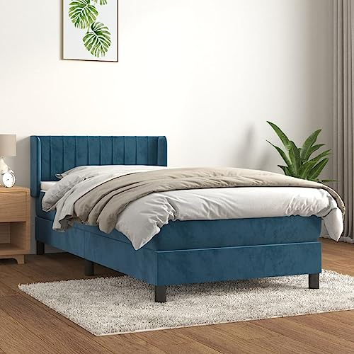QZZCED Bett mit verstellbarem Kopfteil und Taschenfederkernmatratze für einen erholsamen Schlaf, weicher Samt und Unterstützung von mittlerer Härte, Matratzenschutz inklusive