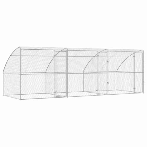 vidaXL Hundekäfig 3 pcs Silber 6 x 2 x 2 m Verzinkter Stahl, Elegantes minimalistisches, modernes Hundefutterhaus, Outdoor, stabil, Tiergehege, Hundehütte