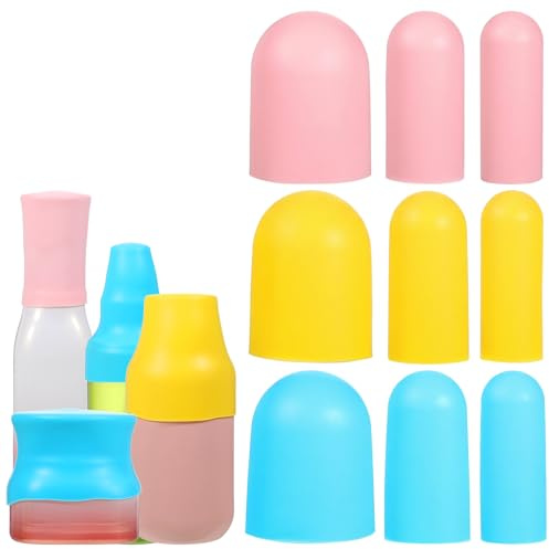 Silicone Bottle Covers for Travel, 9 Pack Leak Proof Travel Bottle Covers Elastic Sleeves for Multiple Size Toiletries, Multiple Sizes for Shampoo, Cosmetics, Skincare Essentials