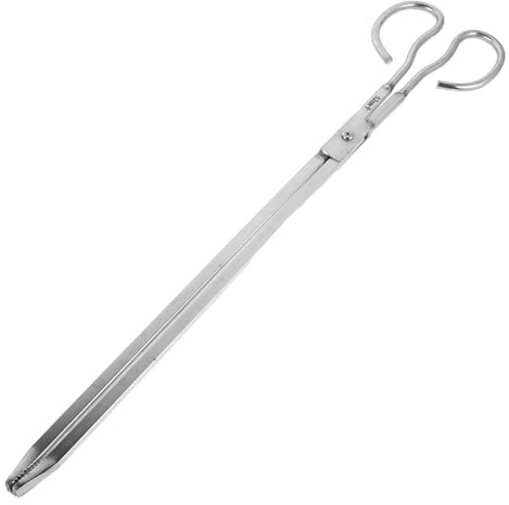 TOMETURE Pince à bûches avec long manche, 50 cm, accessoire de sécurité pour poêle à bois, foyer charbon de bois, feu de camp extérieur et jardin.