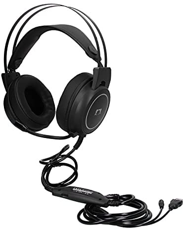 ChuyTrading Cuffie da gaming cablate con driver da 50 mm, cuffie per PC con audio stereo surround, illuminazione RGB e microfono omnidirezionale, plug and play per computer e laptop (Nera)