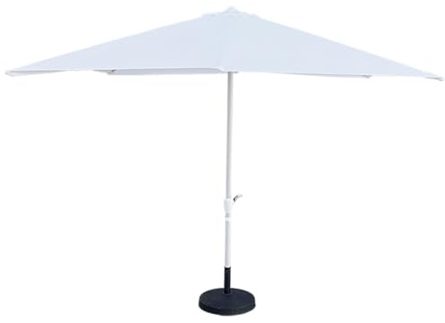 EME Sombrilla Cuadrada 3x3 Color Blanco, Tejido 100% Poliéster con 8 Varillas y Mástil de Aluminio Lacado, Sistema de Apertura Mediante Manivela, Base no Incluida