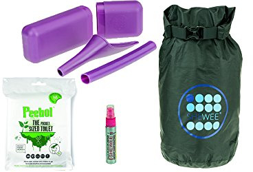 SHEWEE Out & About Pack - Reusable Pee Funnel – The Original Female Urination Device Since 1999! Quickly, Easily and Discreetly, Wee Standing Up Without Removing Clothing (Purple)