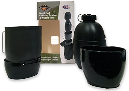 Bcb Système de Cuisson et Gourde Crusader Multi-combustibles Unisexe, Noir
