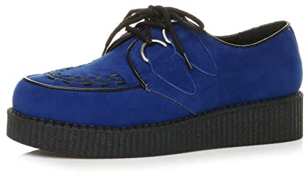 Ajvani Mens lace up Goth Punk Rockabilly Brothel Creepers Teddy boy Shoes Size 7 41, Blue Suede, 7 UK