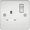 Knightsbridge FP7000PCW FPR7000 Flat Plate 13 A 1G DP Switched Socket, 230 V, Polished Chrome
