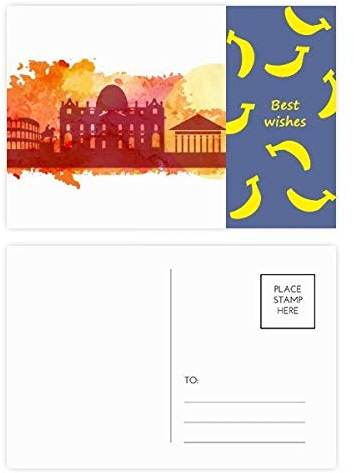 Postkarten-Set Rom Italien, Gelb, Aquarell, 20 Stück