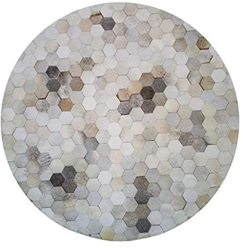 Große Runde Kuhfell Teppiche Patchwork Grau und weiß kuhfell Decke Deko Kuhhaut Teppiche for Wohnzimmer Schlafzimmer Kinder-Zimmer Modern Design Home Decor