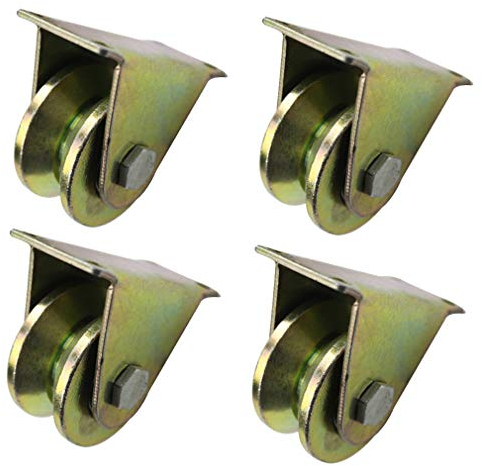 4 V-Nut Stahl-Lenkrolle,Starre Schwerlastrollen,V-Förmige Schiene Rollen,Runde Röhre Richtung-Rad,Doppellager,für Industriemaschinen, Schiebetüren,Rolltore,Drahtseilschienen (32mm/1.25in)