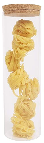 ORNAMI Airtight Glass Pantry Storage Canister Jar with Cork Stopper Lid | BPA-Free, Clear Kitchen Storage Jar (1, 2L)