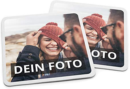 PhotoFancy Bierdeckel mit Foto personalisiert - Eckig, Pappe, 500er Set