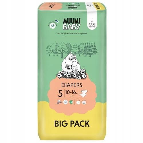 Muumi Baby Windeln, Größe 5, 10-16 kg, 66 Windeln, Premium-Sensitivität