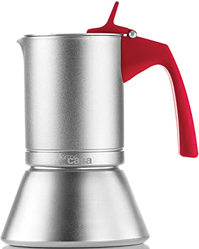 GUZZINI CAFFETTIERA TZ 3 AROMA IN ALLUMINIO MANICO ROSSO