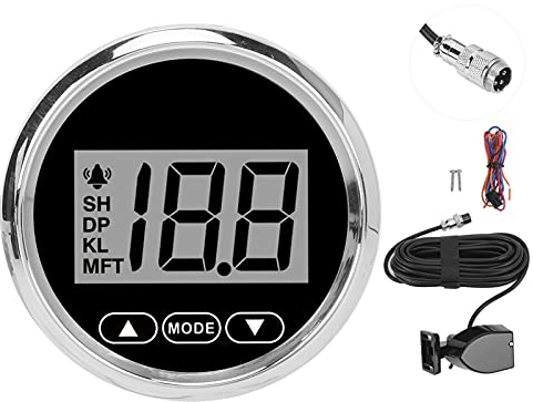 KIMISS Wasserdichter Digitaler Tachometer, 52 Mm / 2 Zoll Marine Tiefenmesser Reichweite 100 M / 110 Yd Weiße Hintergrundbeleuchtung Wasserdicht für Yachten Fischerboote