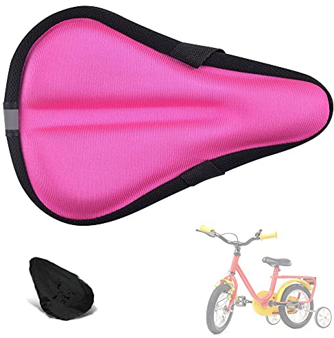 Liyamobu Barn gel cykel sittdyna överdrag för pojkar och flickor, 23 x 15 cm andningsbar och extra mjukt minnesskum barn cykel sadeldyna med vatten- och dammbeständigt skydd