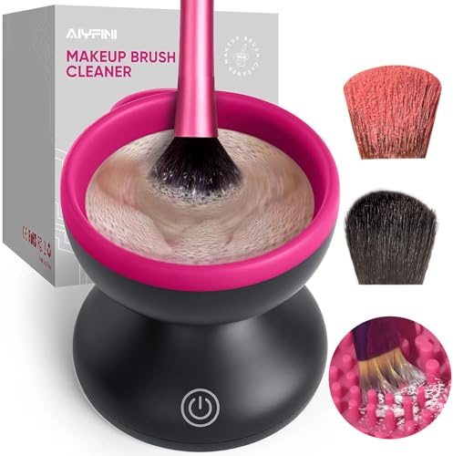 Alyfini Machine de nettoyage électrique pour pinceaux de maquillage – Outil de nettoyage automatique portable USB pour toutes les tailles de pinceaux de maquillage (noir)