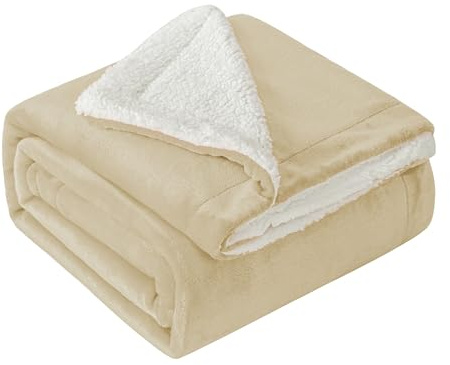 Mixibaby Hochwertige Wohndecken Kuscheldecken, extra Dicke warm Sofadecke/Couchdecke, Größe:150 cm x 200 cm, Farbe:Natur