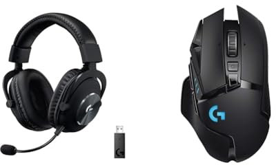 Logitech G PRO X Wireless LIGHTSPEED, Cuffia con microfono gaming con tecnologia filtro microfono & G502 Mouse Gaming Wireless LIGHTSPEED, Sensore HERO 25K, 25600 DPI, RGB, Design Leggero