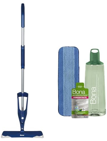 Bona Premium-Sprühmopp für Verschiedene Oberflächen, inklusive Bodenreiniger-Konzentrat für Verschiedene Oberflächen und maschinenwaschbarem Mikrofaser-Reinigungspad, für Stein-, Fliesen-, Laminat-