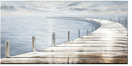 GILDE 3D Bild See - Meer mit Steg blau 150 x 75 cm