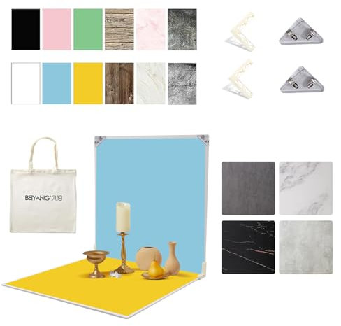 Double Sided 6PCS Photography Backdrop Papers and 2PCS Photo Backdrop Boards, 24x24in, with Carry Bag and Components, 16 Pattern Background Set for Photographic Needs, Waterproof, Portable, EOAJAFOU