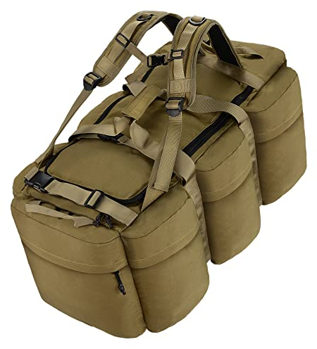 CECKQUE Militärische taktische Reisetasche für Herren, 105 l, extra groß, Armee-Duffle-Tasche, robuste Einsatztasche, Militär-Reisetasche, Rucksack, Outdoor-Ausrüstung, Hellbraun, X-Large,
