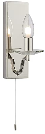 Polished Nickel Bathroom Wall Light & Clear Crystal Detailing Decorative Sconce | Steel & Crystal Glass Construction - Bulb Not Included - Requires 3W LED G9-150 Lumens - Non-Dimmable Lighting