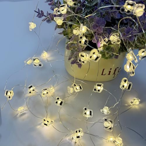 GUOCHENG Music Note Fairy String Lights, 5M 50 LEDs Musical Fairy Lights Batteries Operated Decorative Music Starry Light Strings for Indoor Outdoor(5M)