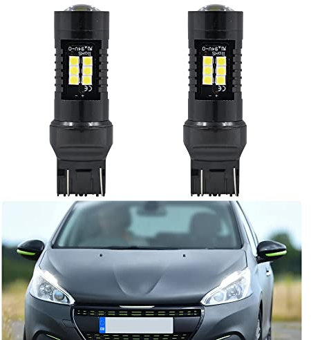 Nslumo Lampadine LED DRL per luci di marcia diurna adatte per Peugeot 208 Hatchback 2012-2020 T20 W21/5W 7443 Canbus W21/5W Daylight, luci di marcia diurna Drl, W21/5W Led DLRs Lampada di posizione