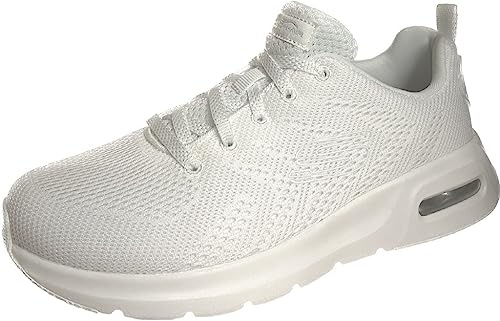 Skechers Damen Skech-air Court Sneaker, Weißes Netz, silberfarbene Zierteile, 40 EU