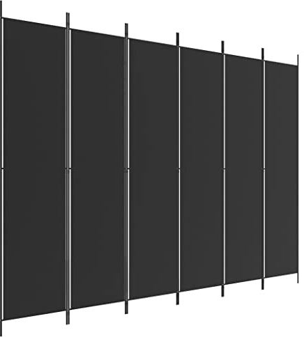 vidaXL Paravent 6-TLG. Raumtrenner Raumteiler Trennwand Umkleide Sichtschutz Spanische Wand Wohnzimmer Schlafzimmer Schwarz 300x220cm Stoff
