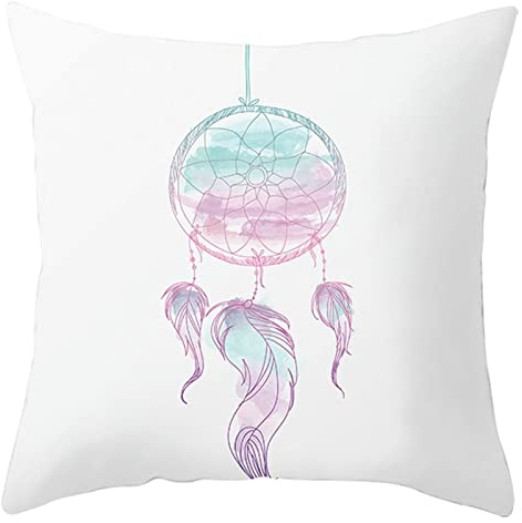 Zierkissen Weiß, Kissen Sofa Winter 45X45cm Polyester Kissenbezüge 1Stück Traumfänger Violett für Stuhl Wohnzimmer Schlafzimmer