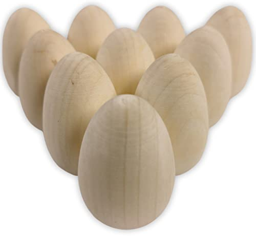 BCreativetolearn Wooden Eggs for Crafts 10 Pack of Beach Wood Craft Eggs, Playtime or Decorate, Make Your Own Personalised & Decorated Eggs, Easter Egg Crafts for Kids, Toy Eggs.