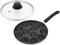 Satre Online and Marketing Black and Silver Non Stick Aluminium Long Handle 12 Pits Appam Pan with Transparent Glass Lid