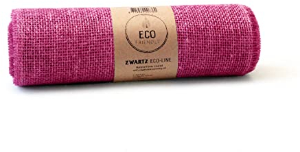 Juteband, Tischläufer, Soft Jute, Natur/Farbig 30 cm breit, 5 m Rolle | Tischband Deko Hochzeit rustikal Natur/Farbig (fuchsia)