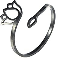 Trendy Blossom Lotus Blume Ring für Frauen Om Aum Ohm Symbol Yoga Meditation Versprechen Lotus Verstellbarer Ring Chakra Inspirationsschmuck Mädchen (Lotus 1 schwarz)