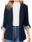 L9WEI Blazer business élégant à revers pour femme - Couleur unie - Manches longues, Marine, XXL