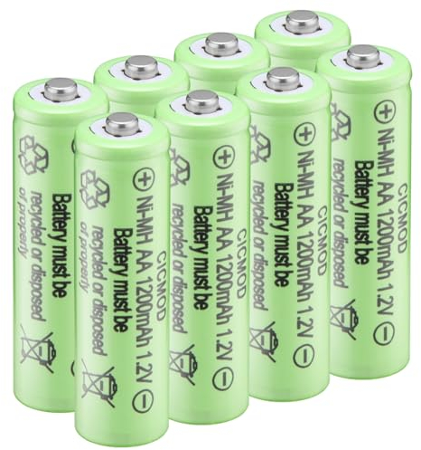 CICMOD Piles Rechargeables Ni-MH AA 1200mAh 1.2 V Batterie Rechargeable Lot de 8 pour Produits Solaires, électroniques Quotidiens