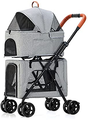 Doppelter Haustier-Buggy – leichter und atmungsaktiver Hundewagen für Zwillinge oder mehrere Katzen – ultimativer Komfort mit Pet Gear 4 Rädern – tolle Reisetasche