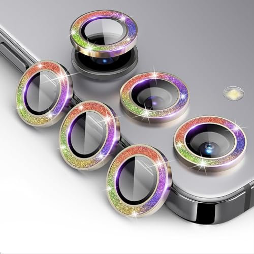 GIOPUEY Pellicola Fotocamera per Samsung Galaxy S24 Plus, Samsung Galaxy S24 Plus Protezione Fotocamera, Diamante in Polvere Brillante, Lucido, Elegante, Facile da Installare - Colorful
