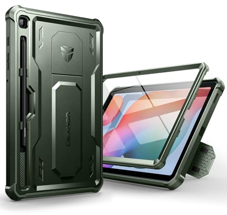 Dexnor for Samsung Galaxy Tab S6 Lite Case, [Built in Screen Protector and Kickstand] Heavy Duty Military Grade Protection Shockproof Protective Cover for Samsung Galaxy Tab S6 Lite - Green