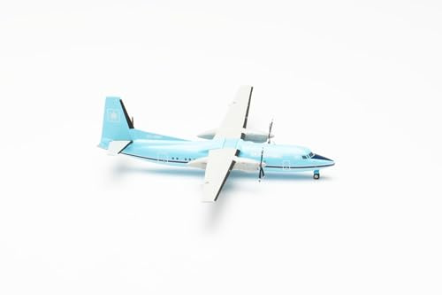Herpa Modellflugzeug Maersk Air Fokker 50 - OY-MMT, Miniatur im Maßstab 1:200, Sammlerstück, Modell mit Standfuß, Metall