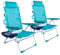 Pincho Silla Playa Plegable, Sillon Alto con Cojín, Reclinable, Altura del Asiento 29,5 cm, Asa de Transporte, Bolsillo para Movil y Bebida Textileno Resistente, Jardin, Camping, Hamaca (Turquesa, 2)