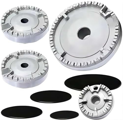 MASINIES Gas Burner Crown & Flame Cap Kit, Compatible with Most Gas Stove Burners, Black, MAS-GGTH-4