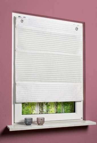 Magnetrollo Querstreifen Deko wollweiß 60x130cm Rollo Easyfix Raffrollo